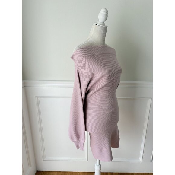 Forever 21 Ribbed Lavender Off-Shoulder Sweater Dress Stretch Knit Size S - Picture 3 of 7